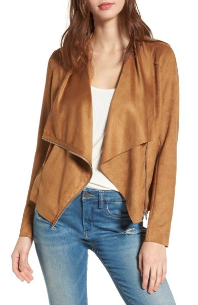 Blanknyc Drape Front Faux Suede Jacket