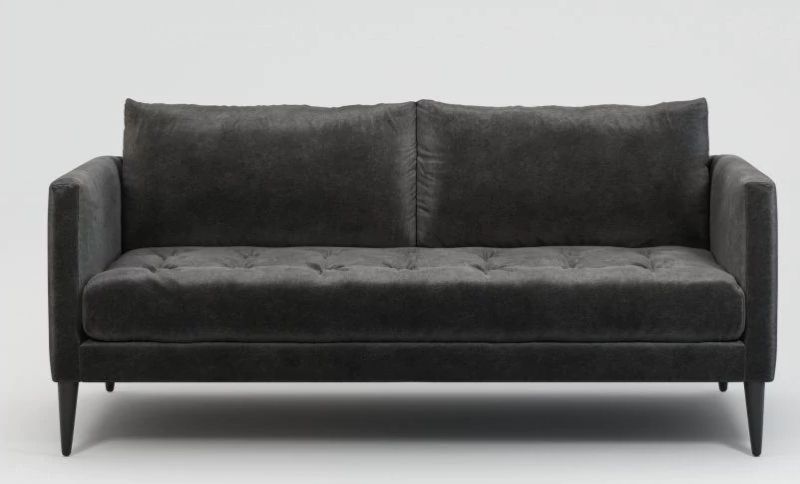 Slate velvet colored two-seater sofa by Lennox