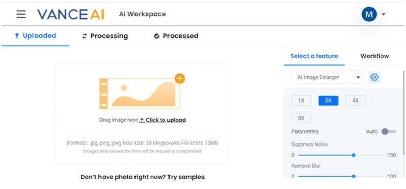 VanceAI Upscaler Workspace